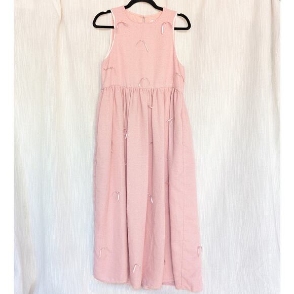 Dream Sister Jane Pink Bow Embellished Sleeveless Midi Dress, size S - Picture 2 of 9
